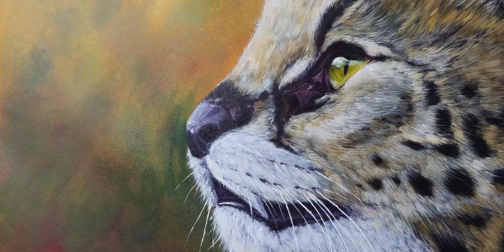 Acrylic painting of a serval