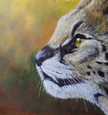 Acrylic painting of a serval