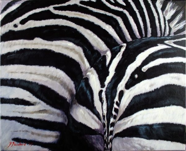 Acrylic painting of a zebra